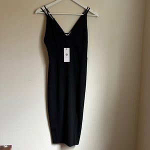 Socialite Black Dress- women’s size M - form fitting with slit